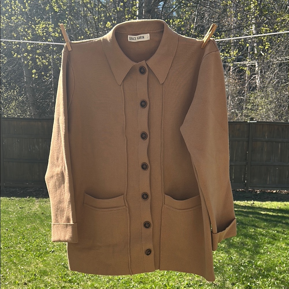 Grace Kari  Women's Tan Cardigan